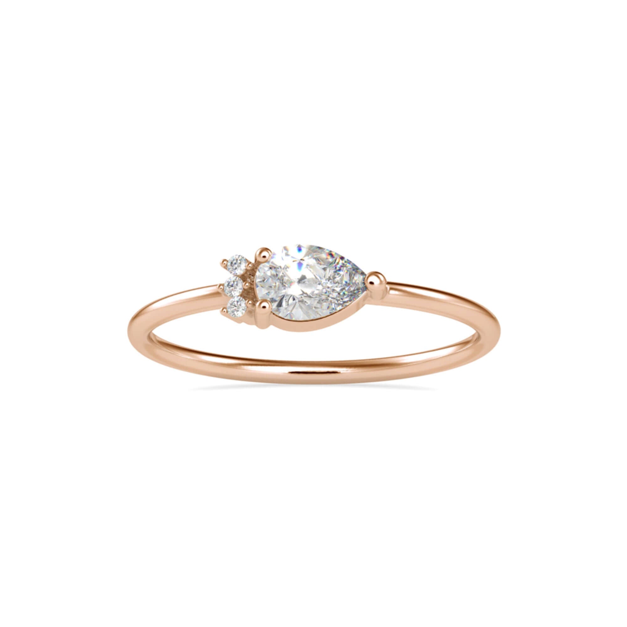 Pear-Shaped Lab-Grown Diamond Cluster Stackable Ring in Rose Gold