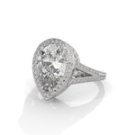 Pear-Shaped Lab-Grown Diamond Halo Split Shank Engagement Ring in White Gold