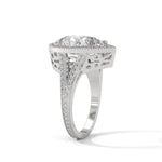 Pear-Shaped Lab-Grown Diamond Halo Split Shank Engagement Ring in White Gold