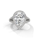 Pear-Shaped Lab-Grown Diamond Halo Split Shank Engagement Ring in White Gold