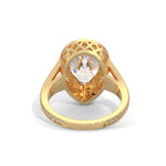 Pear-Shaped Lab-Grown Diamond Halo Split Shank Engagement Ring in Yellow Gold