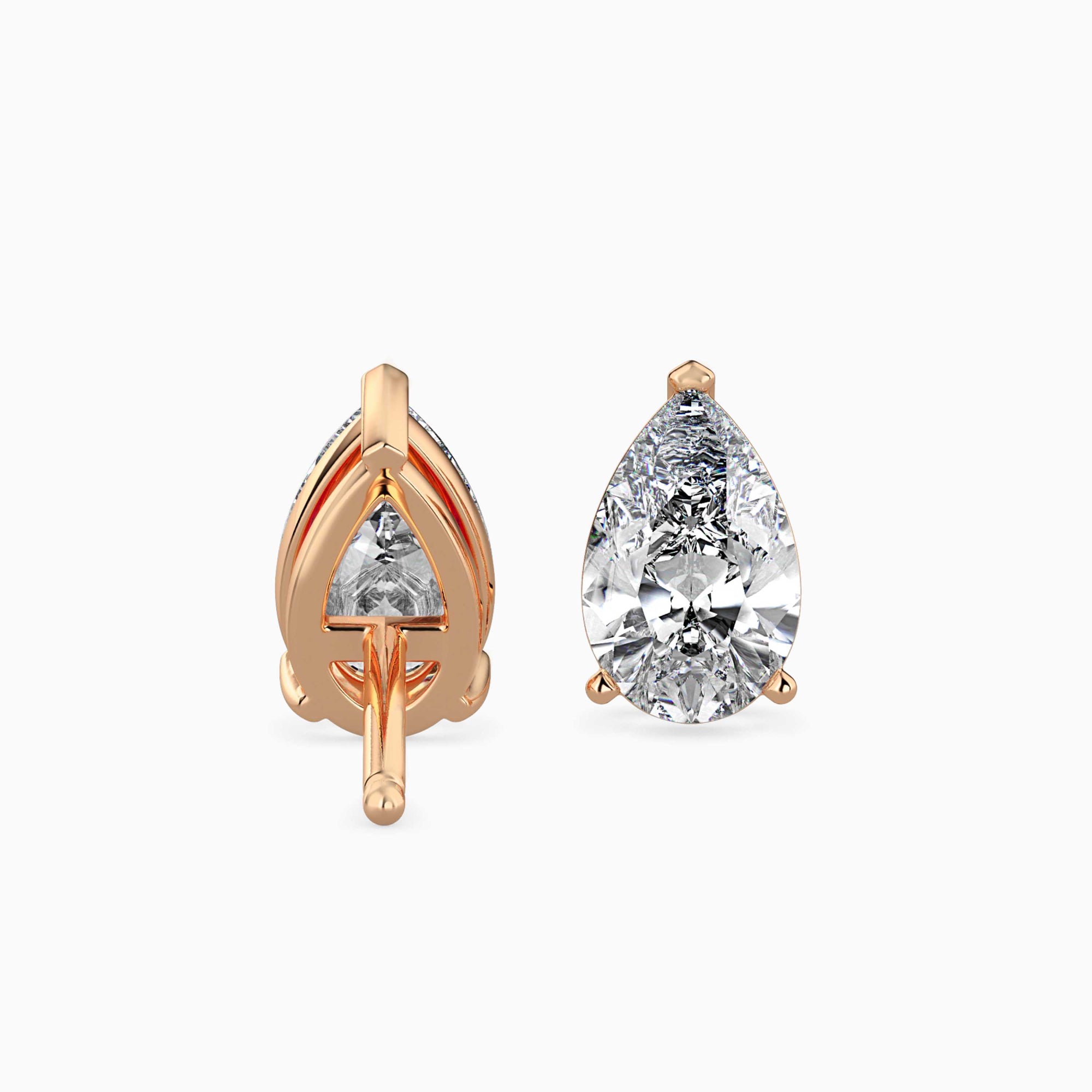 Pear-Shaped Lab-Grown Diamond Basket Stud Earrings in Rose Gold