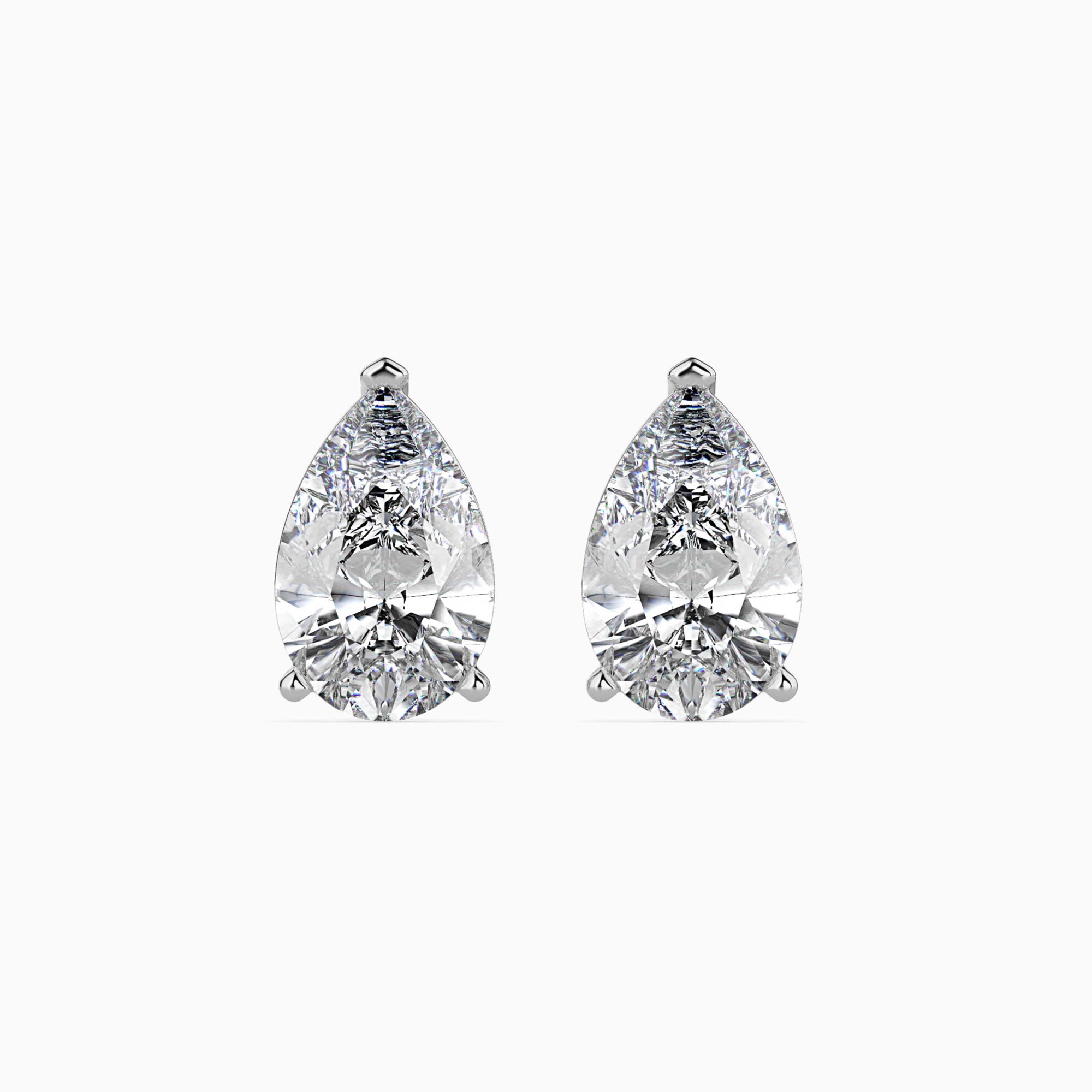 Pear-Shaped Lab-Grown Diamond Basket Stud Earrings in White Gold