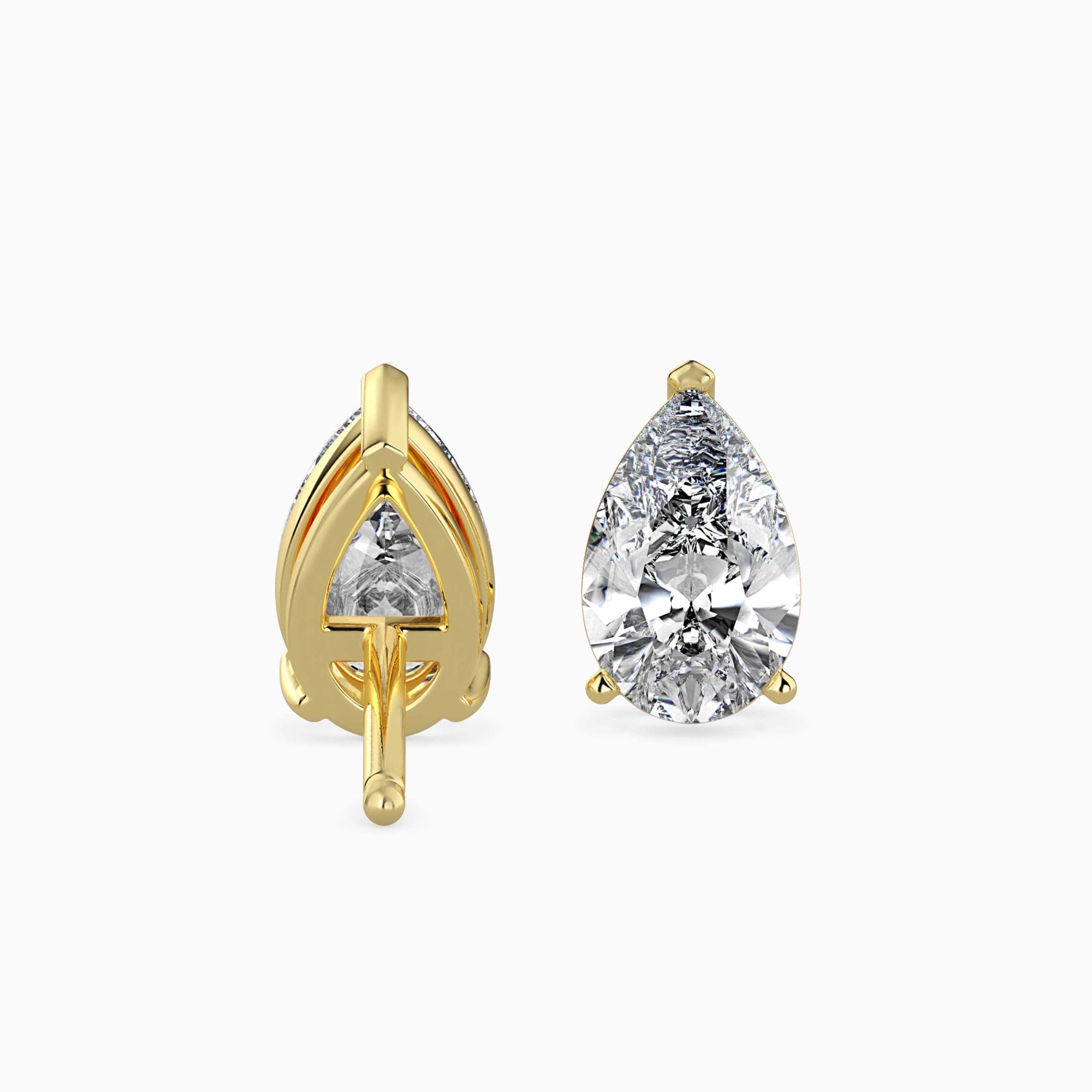 Pear-Shaped Lab-Grown Diamond Basket Stud Earrings in Yellow Gold