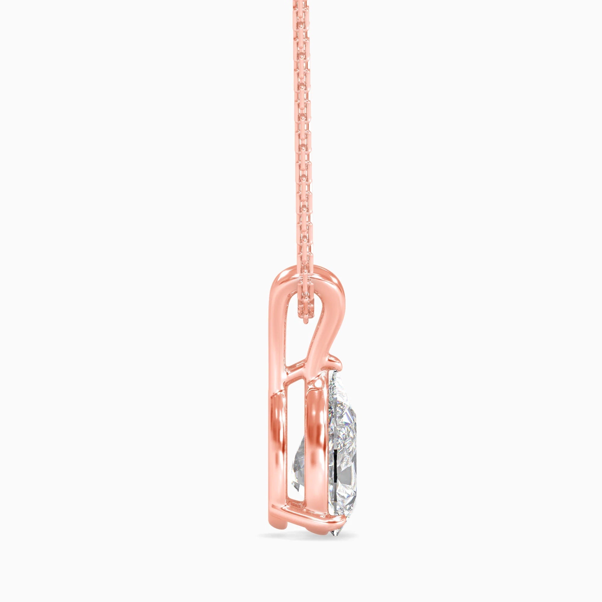 Pear-Shaped Lab-Grown Diamond Solitaire Pendant in Rose Gold