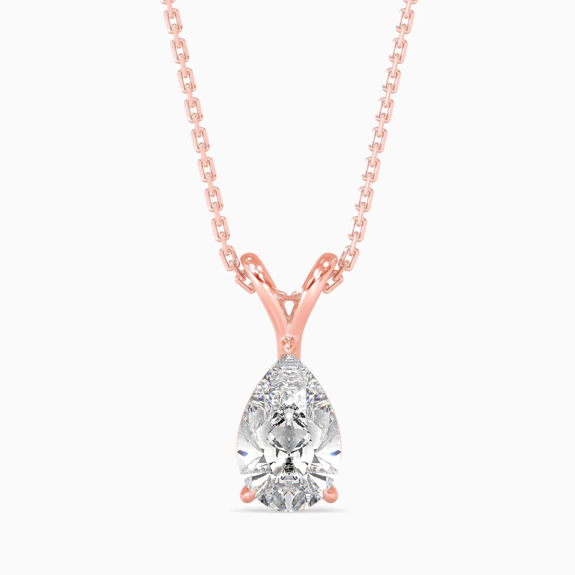 Pear-Shaped Lab-Grown Diamond Solitaire Pendant in Rose Gold