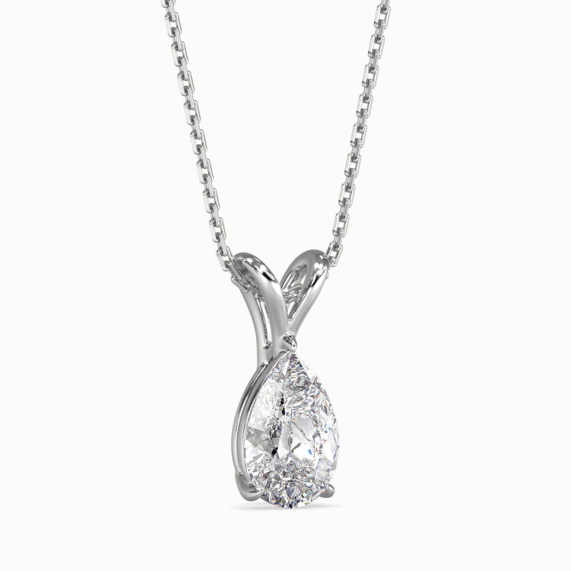Pear-Shaped Lab-Grown Diamond Solitaire Pendant in White Gold