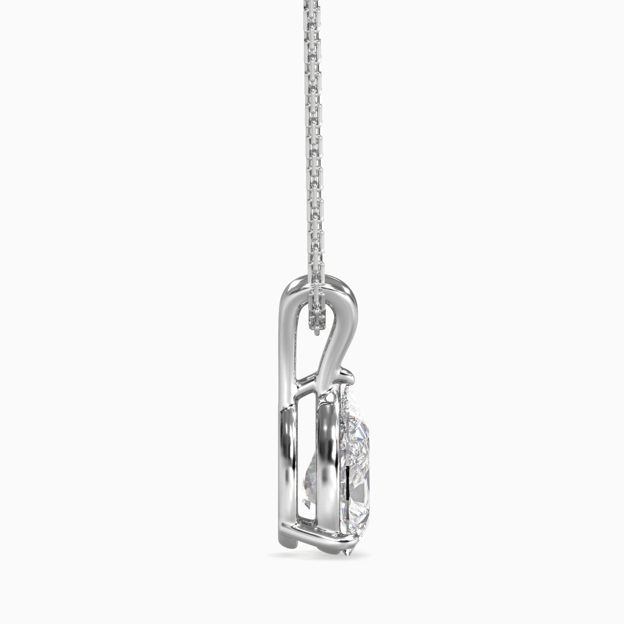 Pear-Shaped Lab-Grown Diamond Solitaire Pendant in White Gold