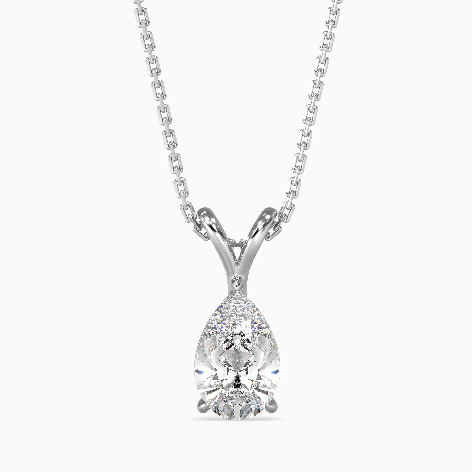 Pear-Shaped Lab-Grown Diamond Solitaire Pendant in White Gold