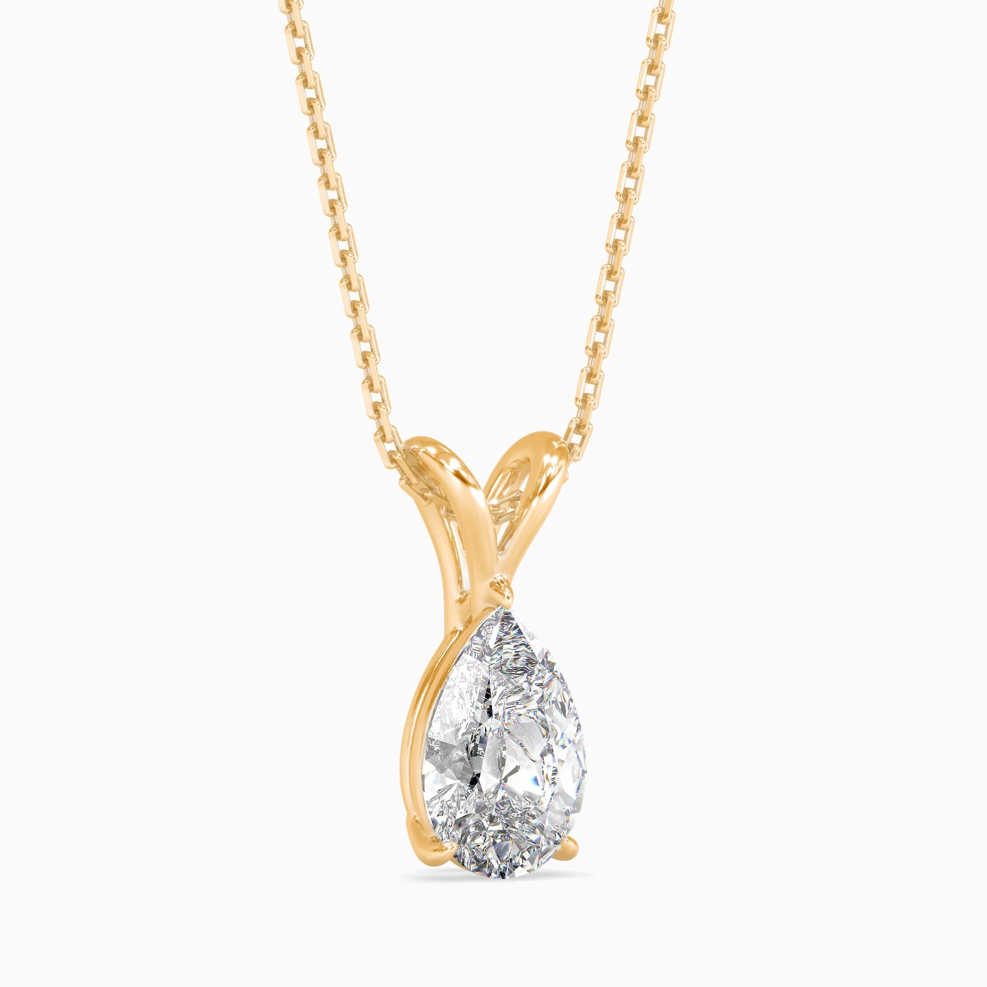 Pear-Shaped Lab-Grown Diamond Solitaire Pendant in Yellow Gold