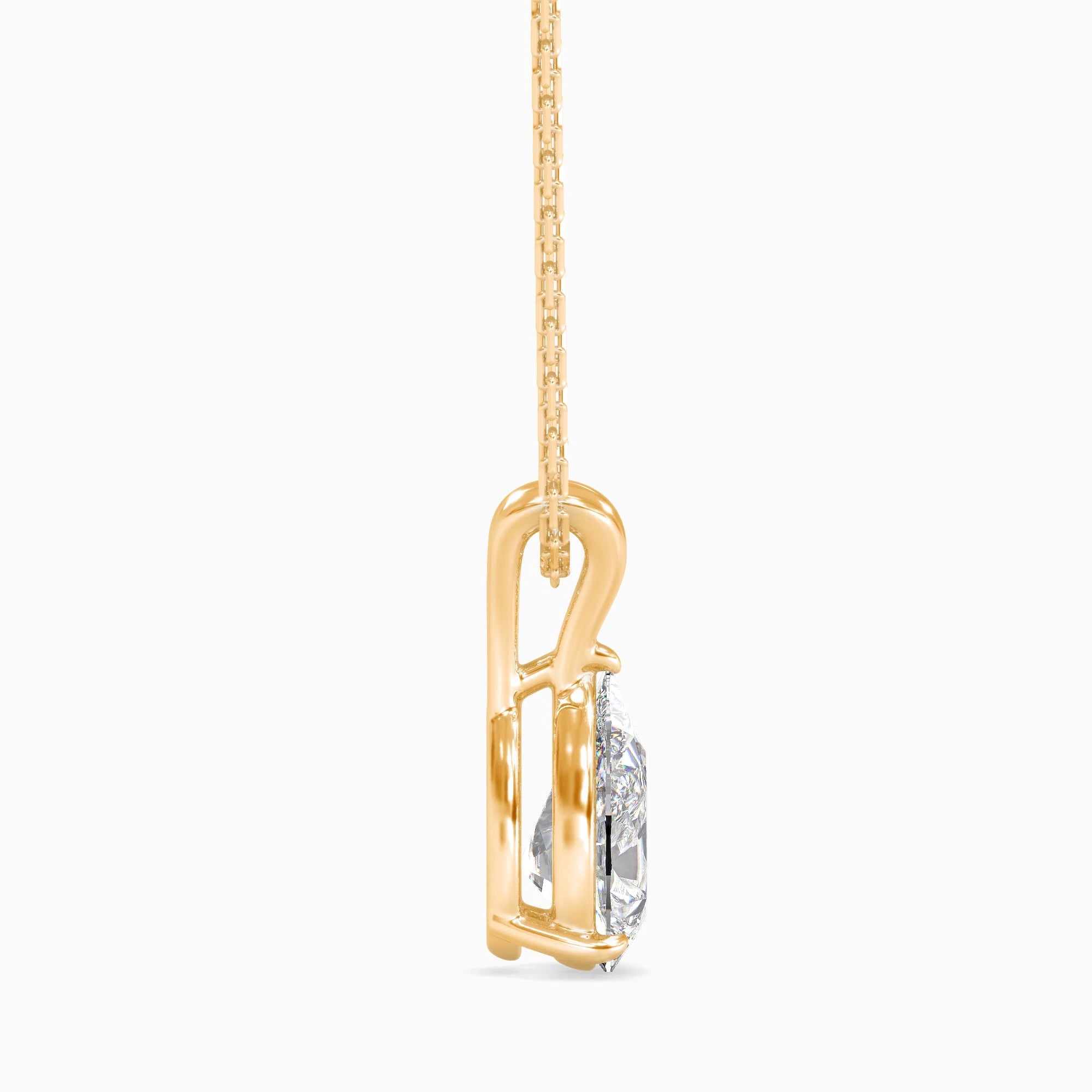 Pear-Shaped Lab-Grown Diamond Solitaire Pendant in Yellow Gold