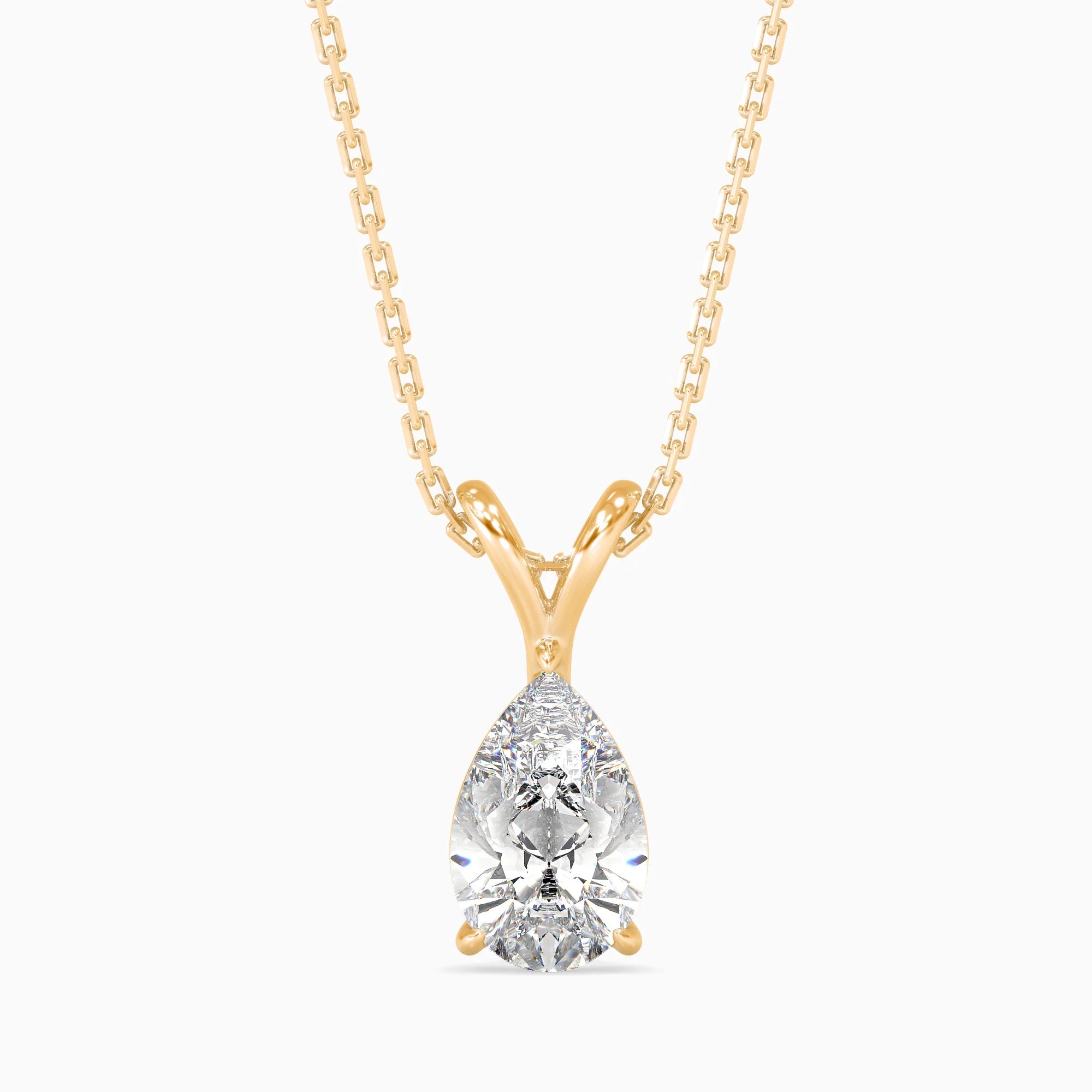 Pear-Shaped Lab-Grown Diamond Solitaire Pendant in Yellow Gold
