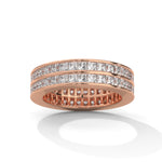 Princess Cut Lab-Grown Diamond Double Row Eternity Ring in Rose Gold