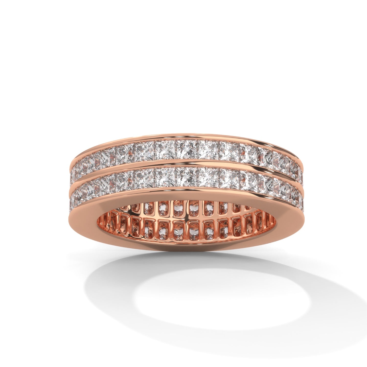 Princess Cut Lab-Grown Diamond Double Row Eternity Ring in Rose Gold