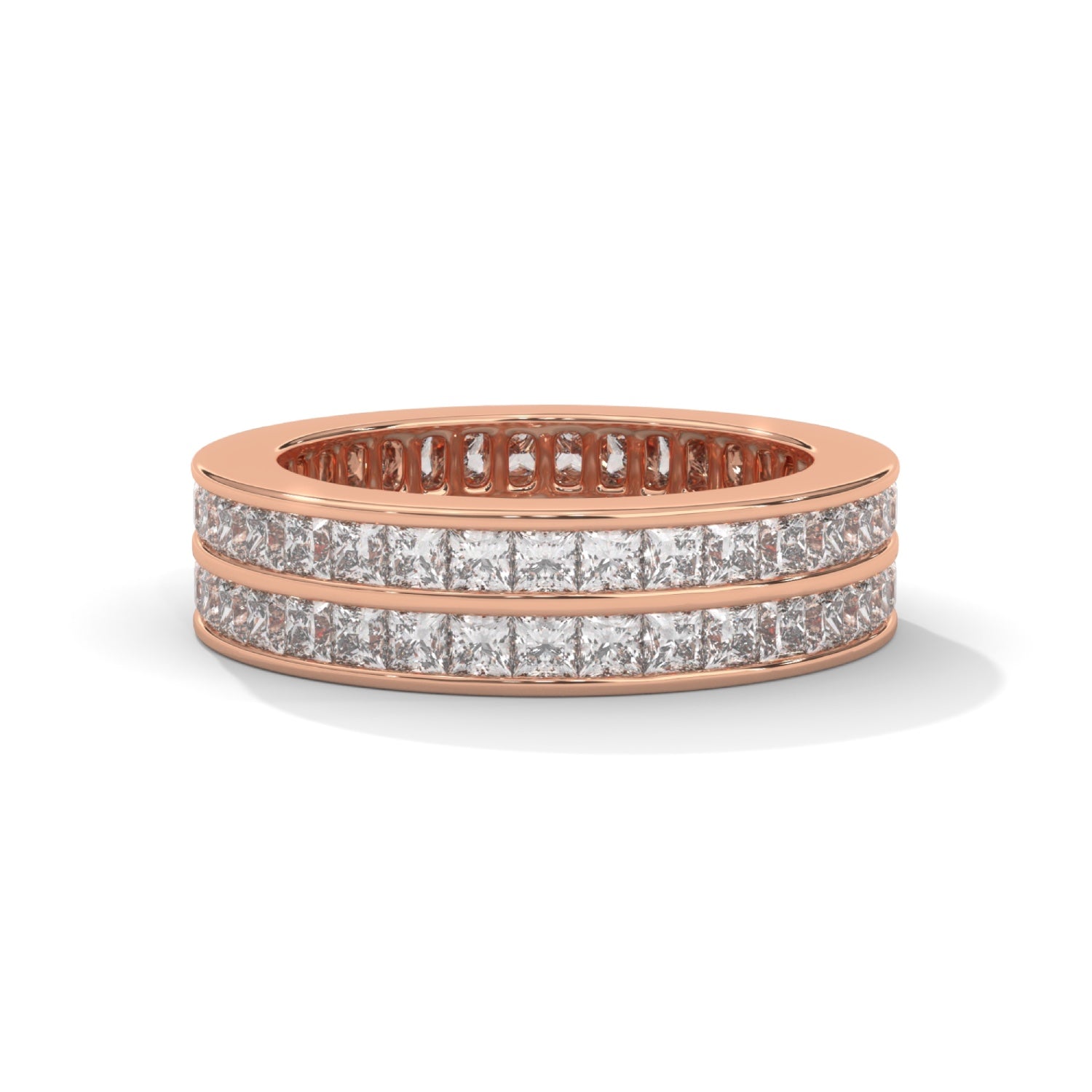 Princess Cut Lab-Grown Diamond Double Row Eternity Ring in Rose Gold