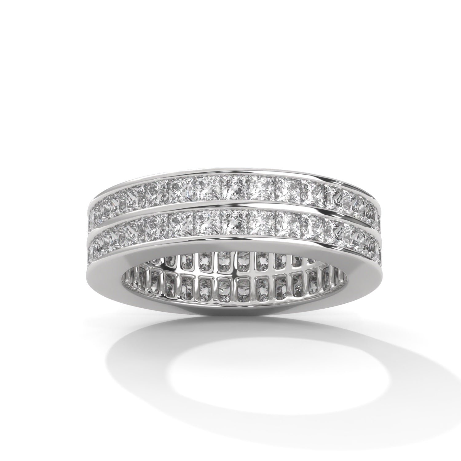 Princess Cut Lab-Grown Diamond Double Row Eternity Ring in White Gold
