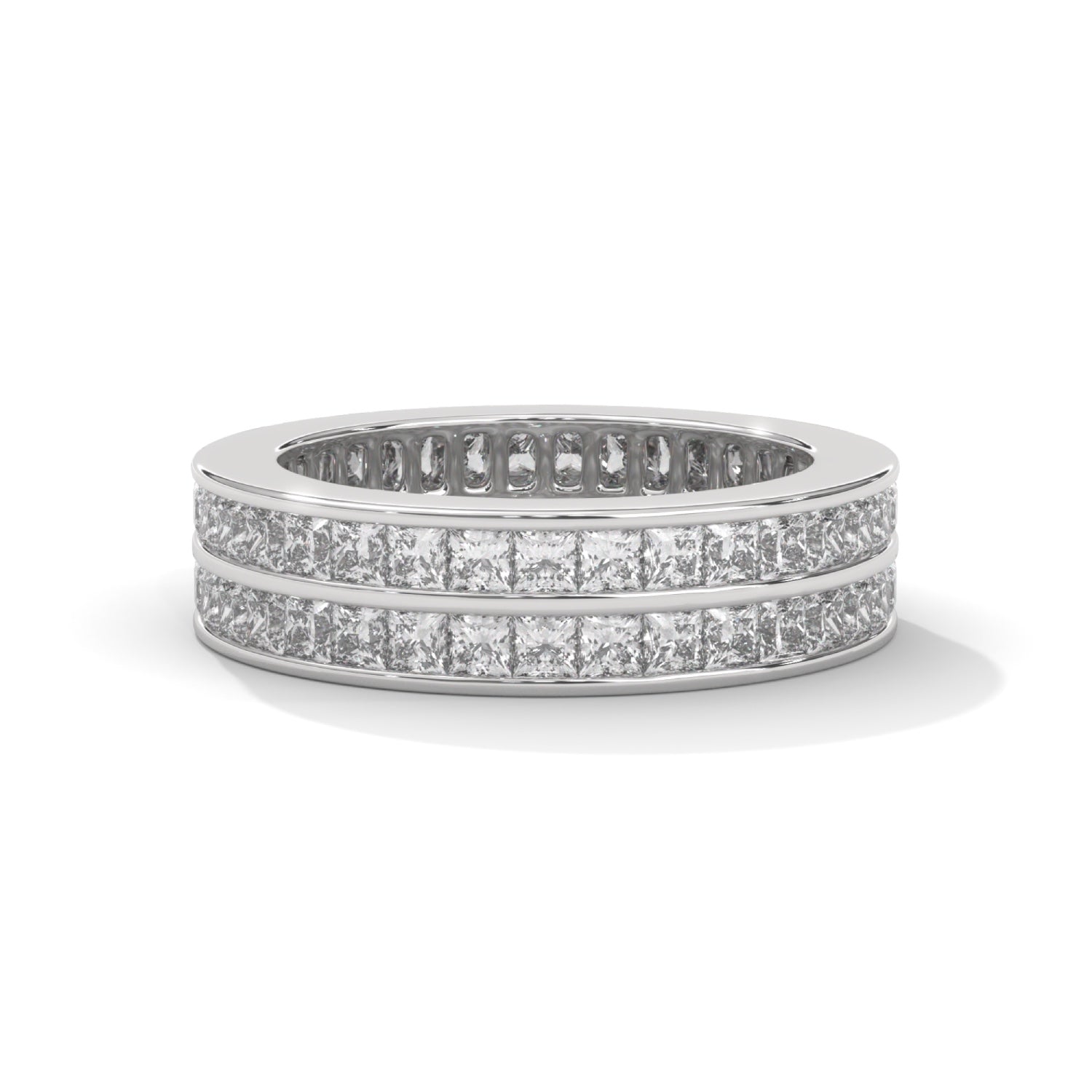 Princess Cut Lab-Grown Diamond Double Row Eternity Ring in White Gold