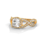 Princess Cut Lab-Grown Diamond Halo Infinity Engagement Ring in Yellow Gold