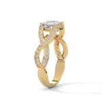 Princess Cut Lab-Grown Diamond Halo Infinity Engagement Ring in Yellow Gold