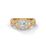 Princess Cut Lab-Grown Diamond Halo Infinity Engagement Ring in Yellow Gold