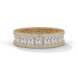 Princess Cut Lab-Grown Diamond Triple Row Eternity Ring in Yellow Gold