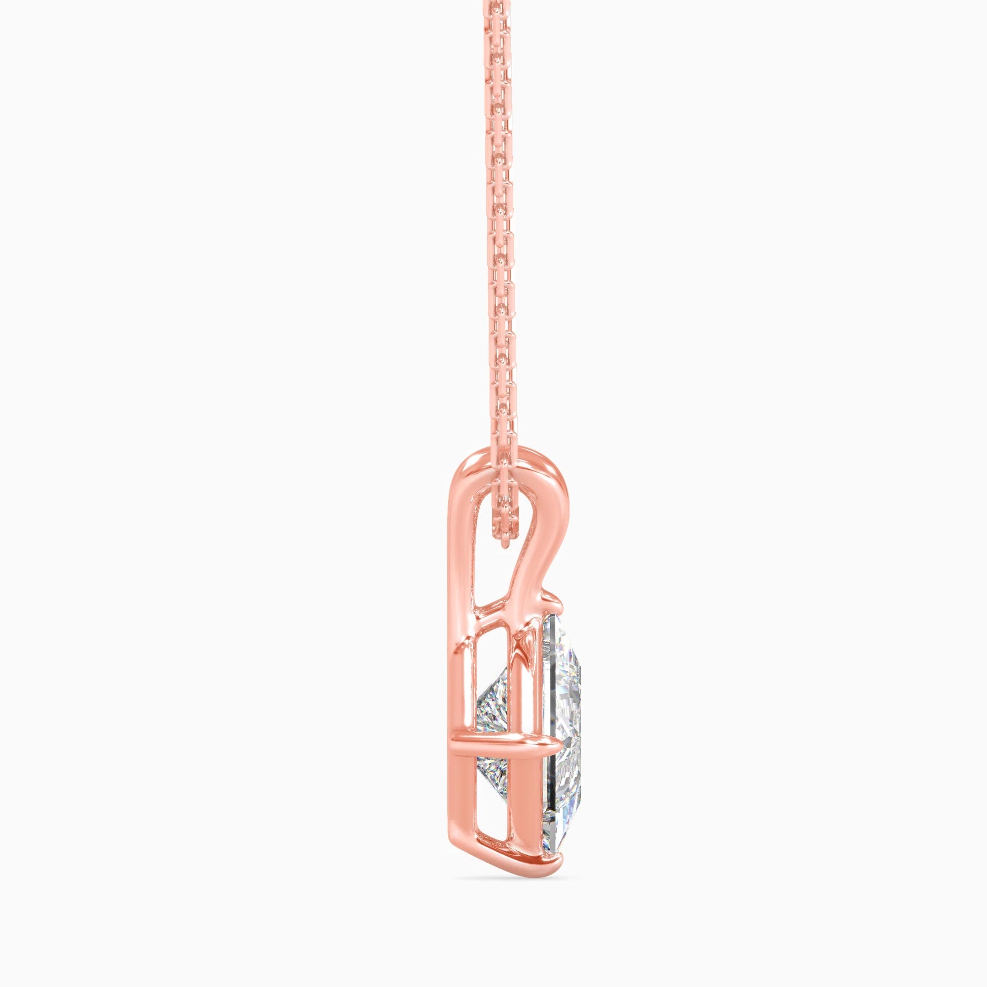 Princess Cut Lab-Grown Diamond Solitaire Pendant in Rose Gold