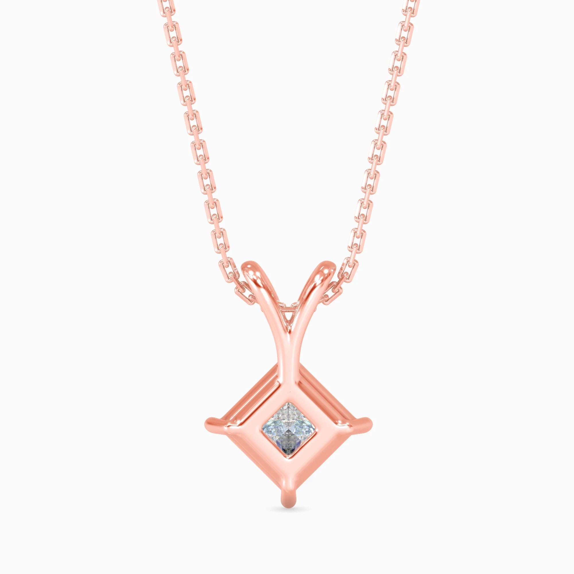 Princess Cut Lab-Grown Diamond Solitaire Pendant in Rose Gold