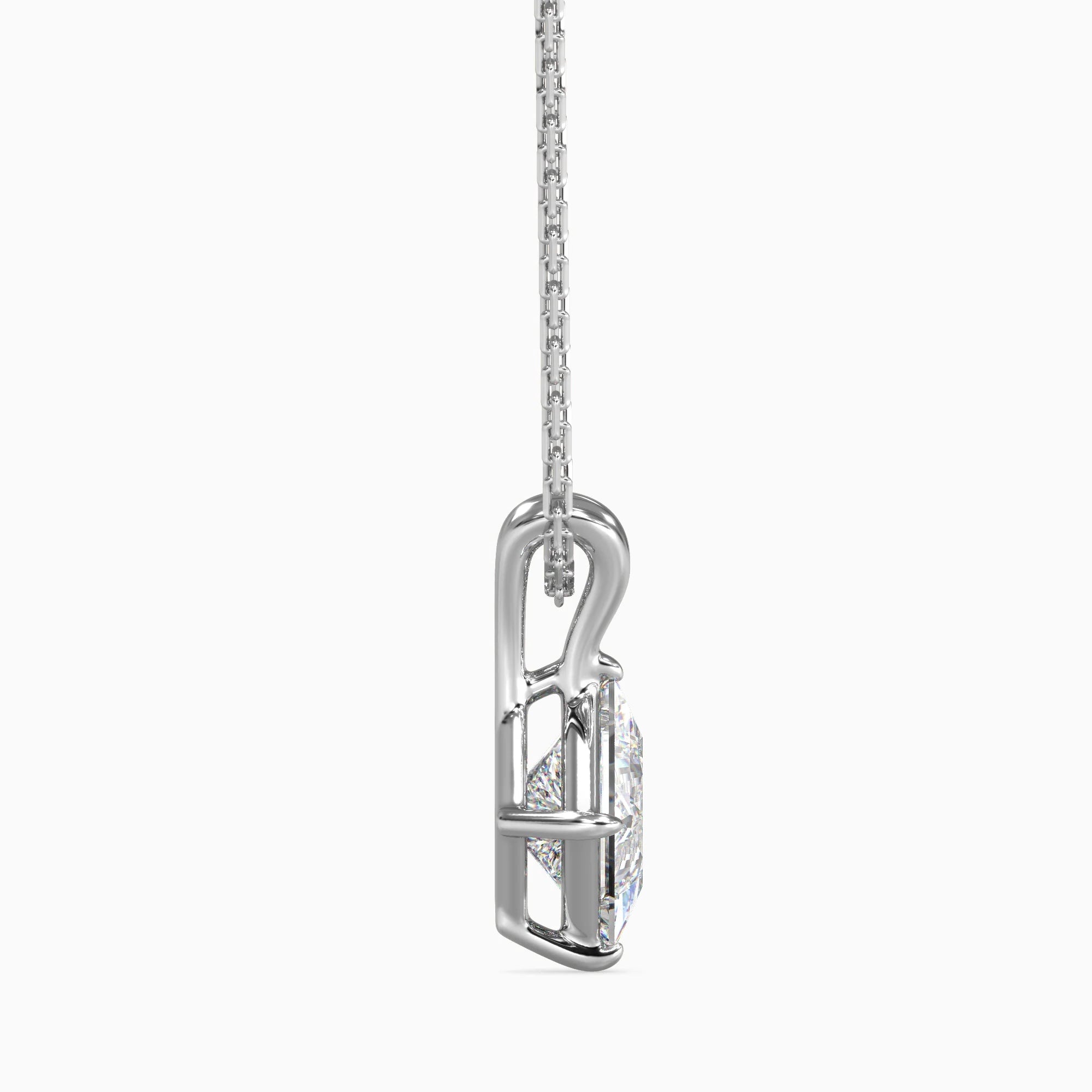 Princess Cut Lab-Grown Diamond Solitaire Pendant in White Gold
