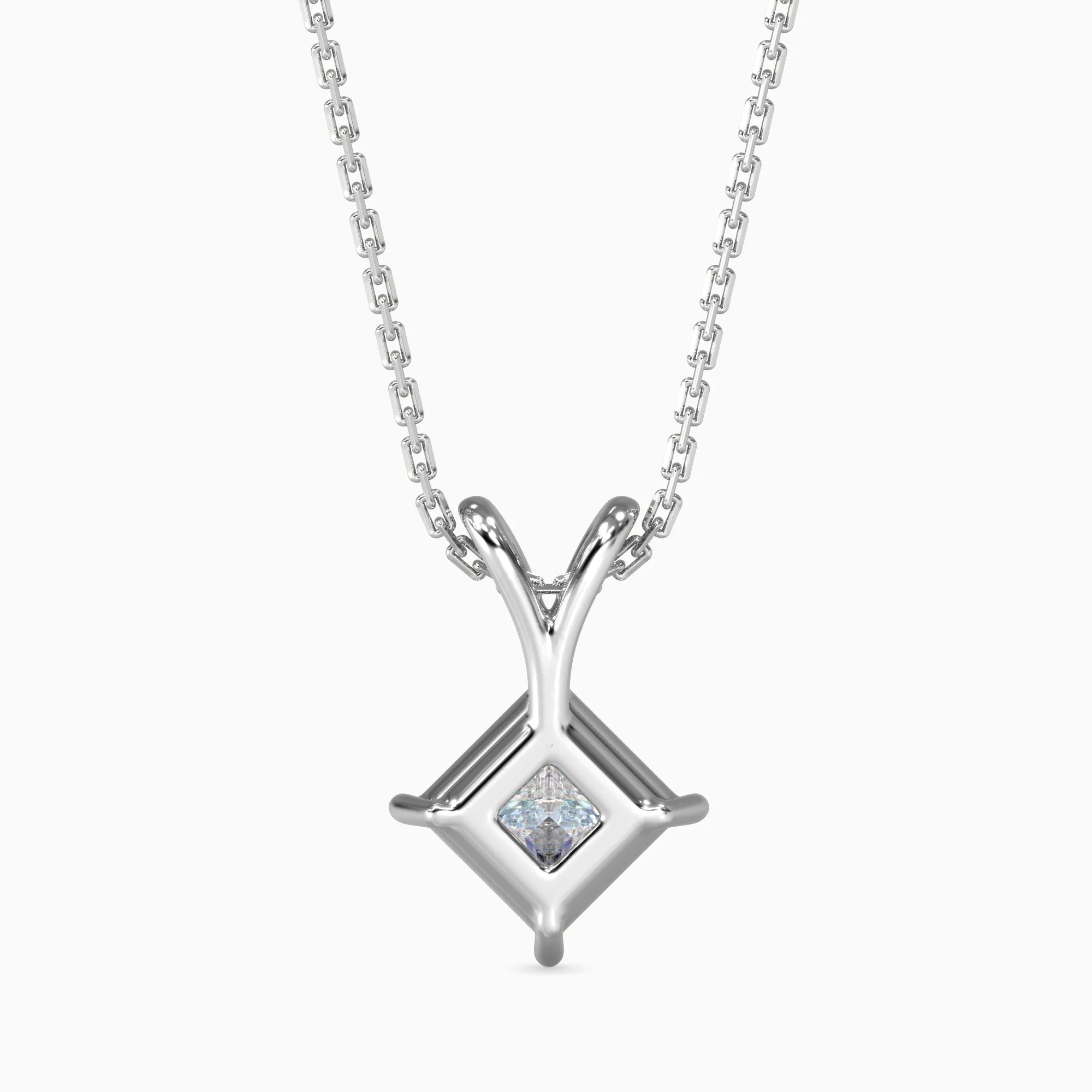Princess Cut Lab-Grown Diamond Solitaire Pendant in White Gold