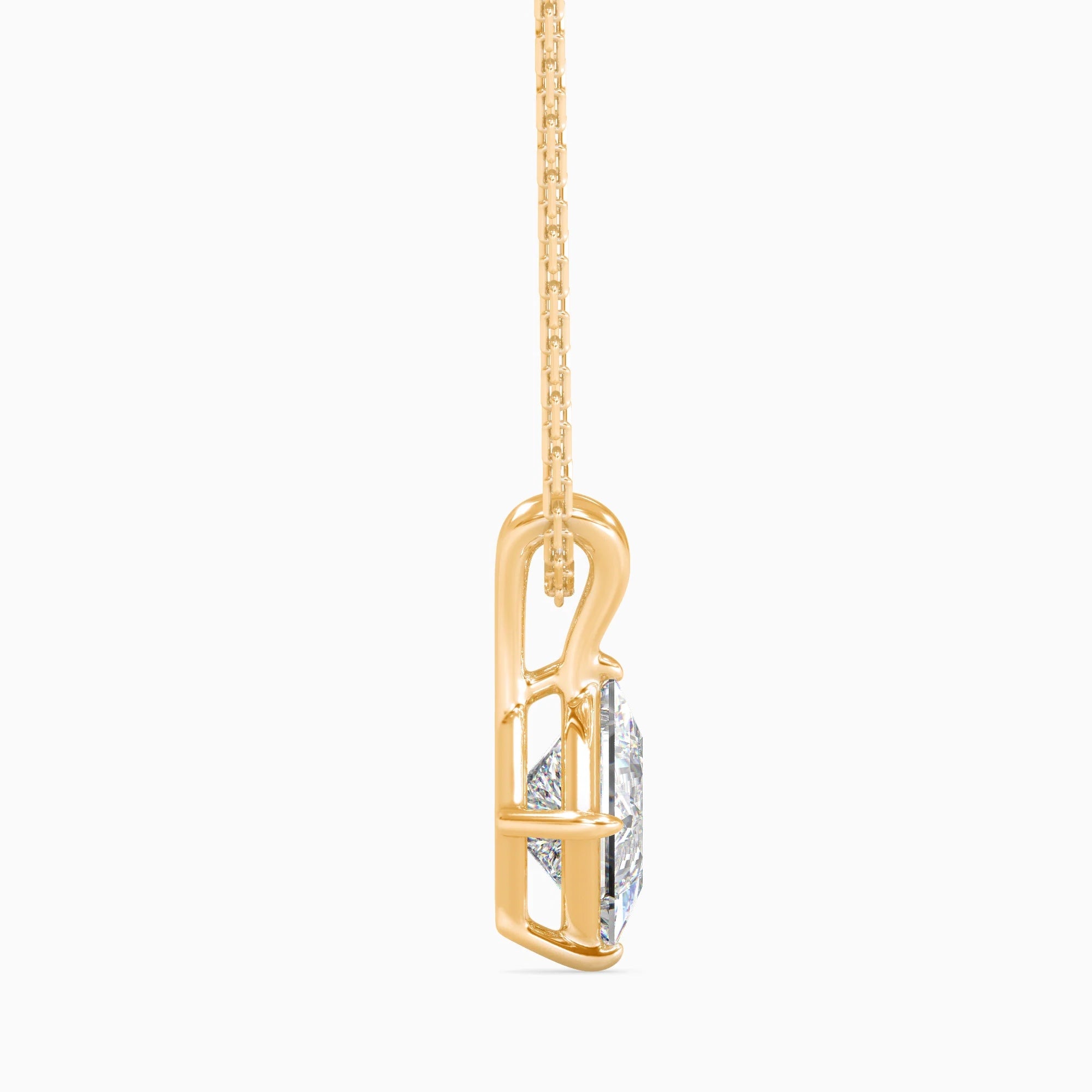 Princess Cut Lab-Grown Diamond Solitaire Pendant in Yellow Gold
