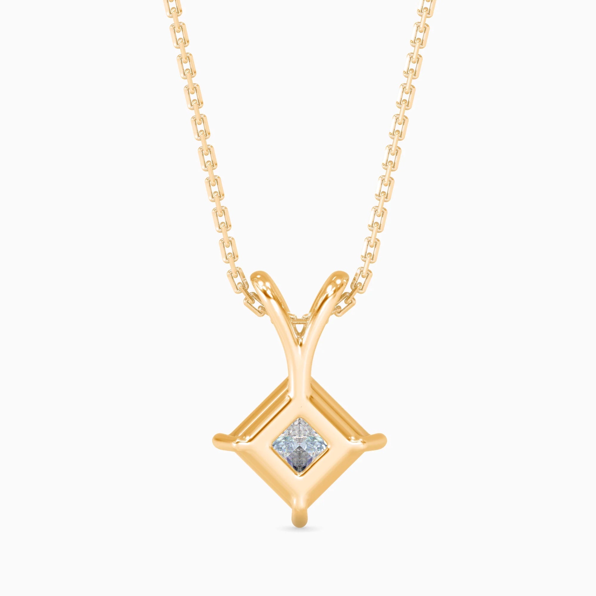 Princess Cut Lab-Grown Diamond Solitaire Pendant in Yellow Gold