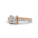 Princess and Round Brilliant Cut Lab-Grown Diamond Engagement Ring in Rose Gold