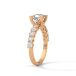 Princess and Round Brilliant Cut Lab-Grown Diamond Engagement Ring in Rose Gold
