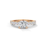 Princess and Round Brilliant Cut Lab-Grown Diamond Engagement Ring in Rose Gold