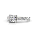 Princess and Round Brilliant Cut Lab-Grown Diamond Engagement Ring in White Gold