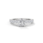 Princess and Round Brilliant Cut Lab-Grown Diamond Engagement Ring in White Gold