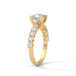 Princess and Round Brilliant Cut Lab-Grown Diamond Engagement Ring in Yellow Gold