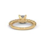 Princess and Round Brilliant Cut Lab-Grown Diamond Engagement Ring in Yellow Gold