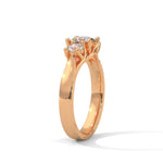 Princess and Round Brilliant Cut Lab-Grown Diamond Three-Stone Engagement Ring in Rose Gold