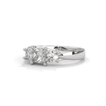 Princess and Round Brilliant Cut Lab-Grown Diamond Three-Stone Engagement Ring in White Gold