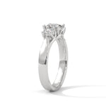 Princess and Round Brilliant Cut Lab-Grown Diamond Three-Stone Engagement Ring in White Gold