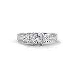 Princess and Round Brilliant Cut Lab-Grown Diamond Three-Stone Engagement Ring in White Gold