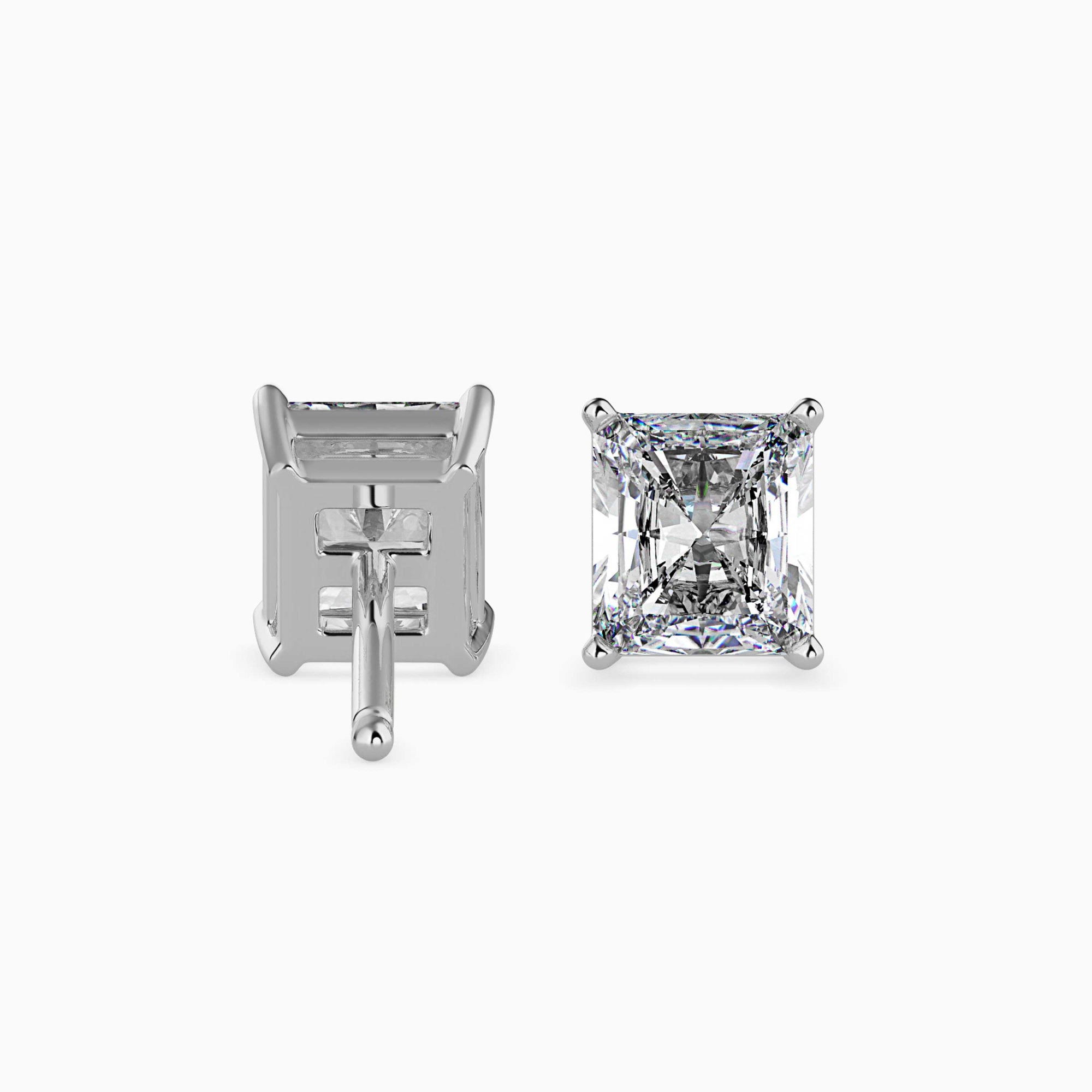 Radiant Cut Lab-Grown Diamond Basket Stud Earrings in White Gold