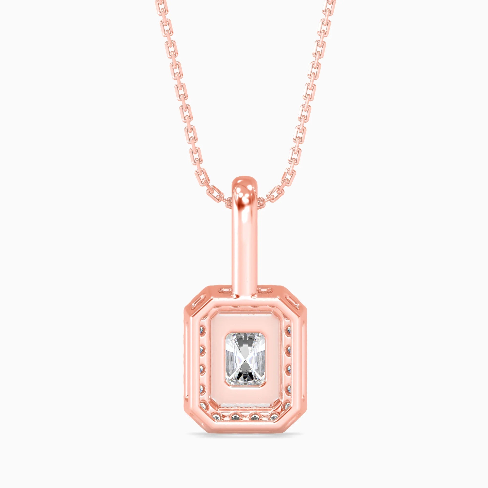 Radiant Cut Lab-Grown Diamond Halo Pendant in Rose Gold