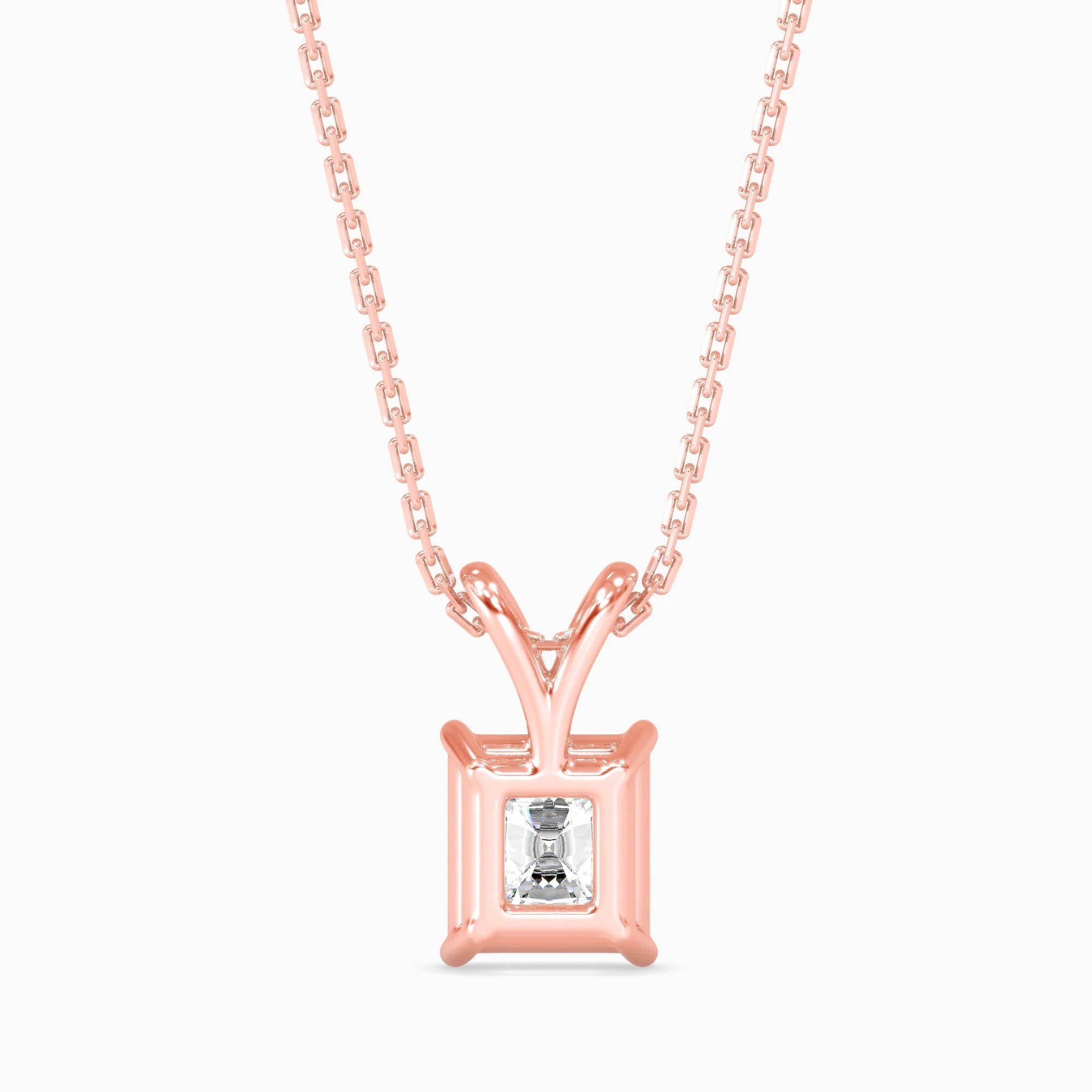 Radiant Cut Lab-Grown Diamond Solitaire Pendant in Rose Gold