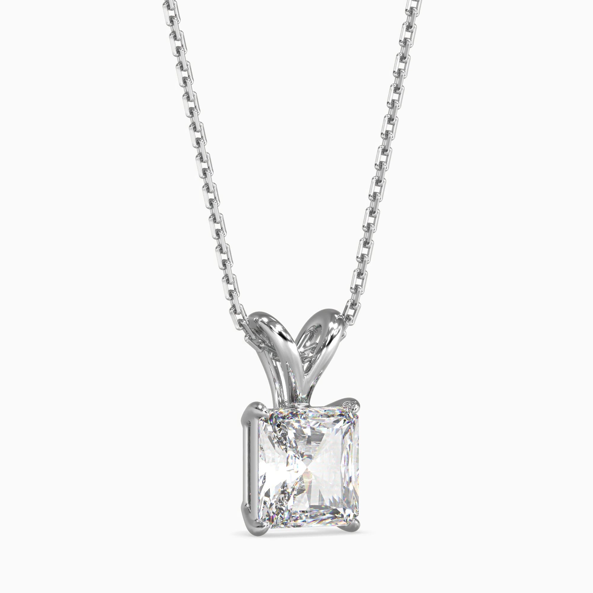 Radiant Cut Lab-Grown Diamond Solitaire Pendant in White Gold