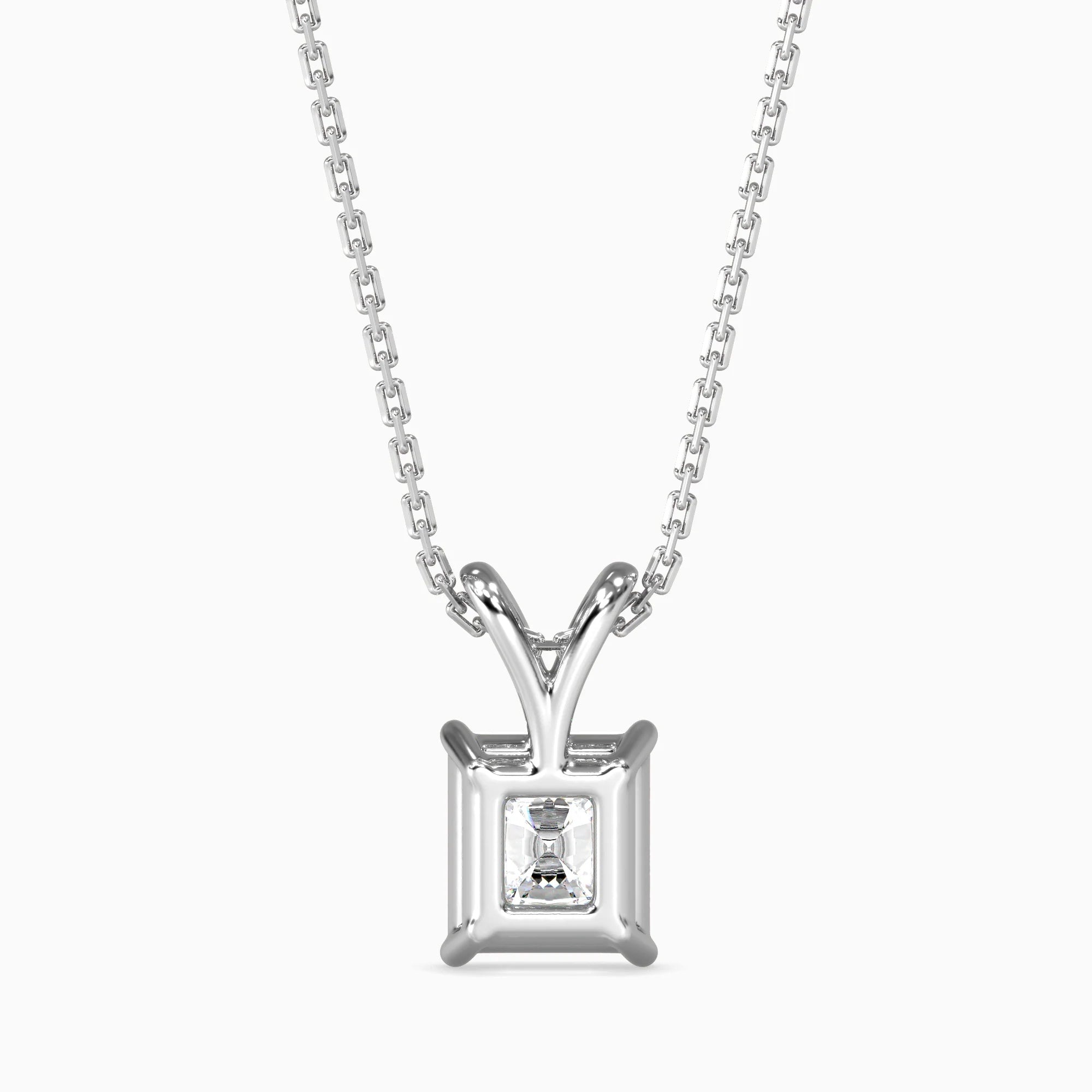 Radiant Cut Lab-Grown Diamond Solitaire Pendant in White Gold
