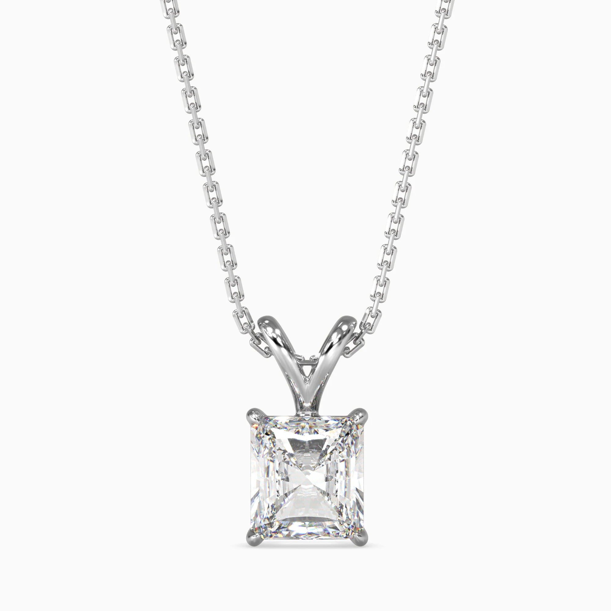 Radiant Cut Lab-Grown Diamond Solitaire Pendant in White Gold