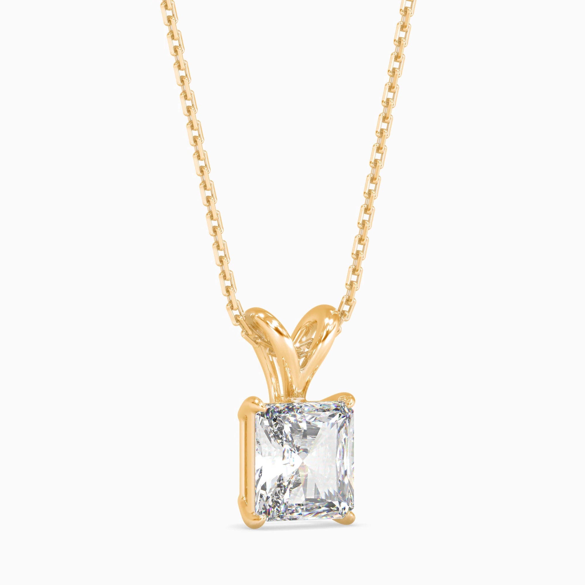Radiant Cut Lab-Grown Diamond Solitaire Pendant in Yellow Gold