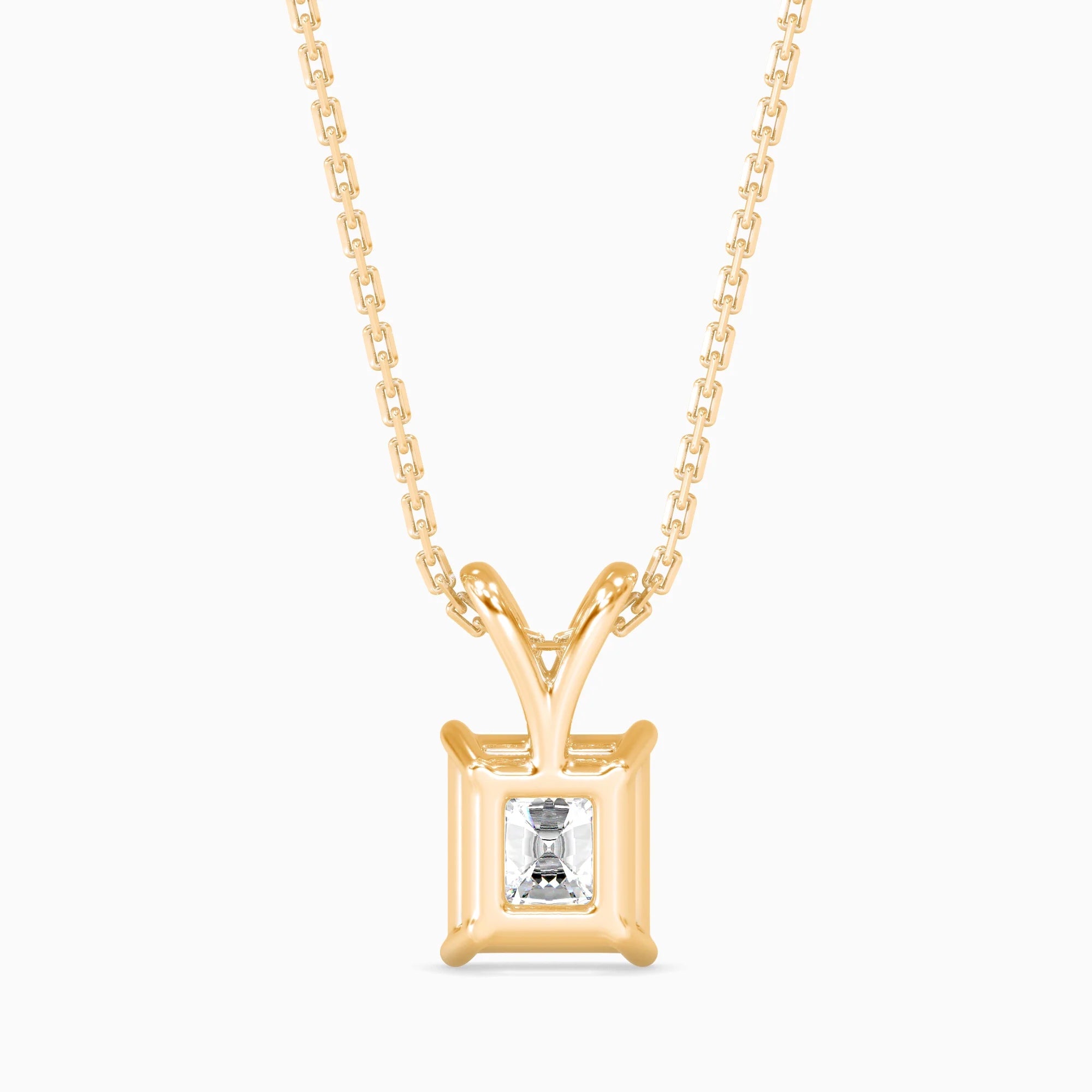 Radiant Cut Lab-Grown Diamond Solitaire Pendant in Yellow Gold